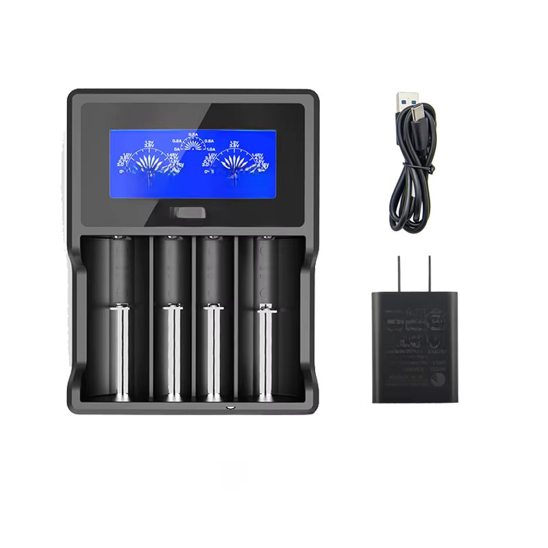 XTAR VC4 Batterieladegerät in Schwarz für Li-Ionen-Batterien 10400-32650 sowie AA und AAA mit LCD-Display - Bild 1