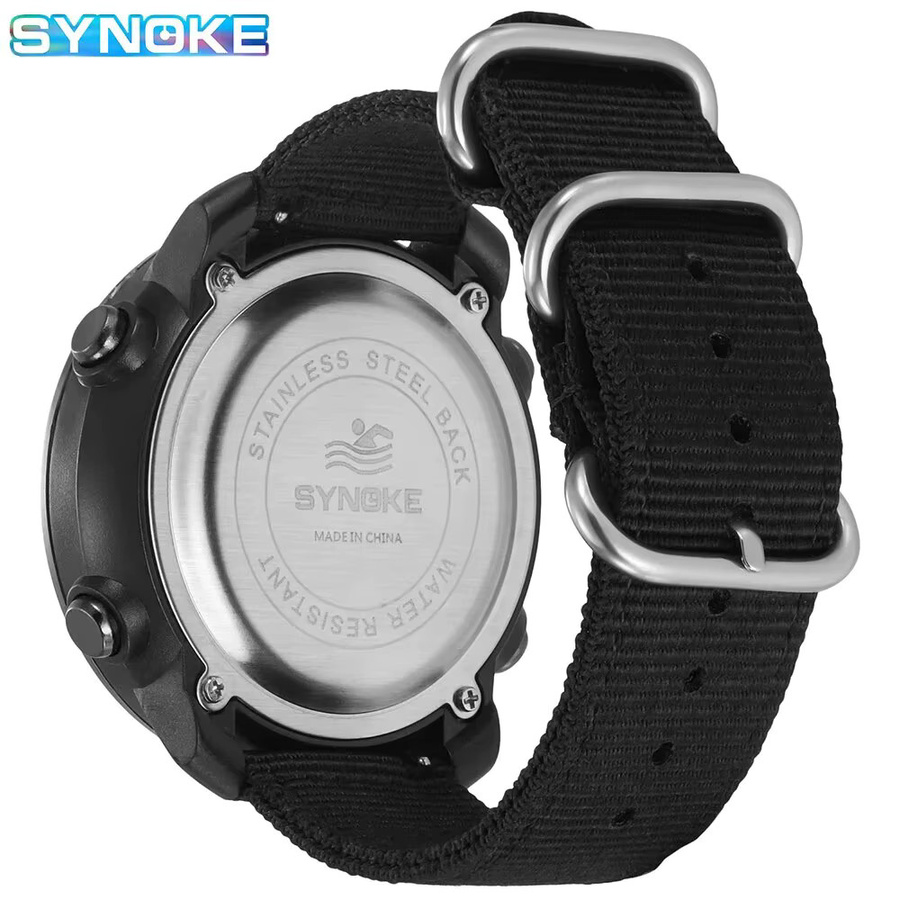 Synoke Digitaluhr, Schwarz, Textil/NATO, Herren - Bild 3