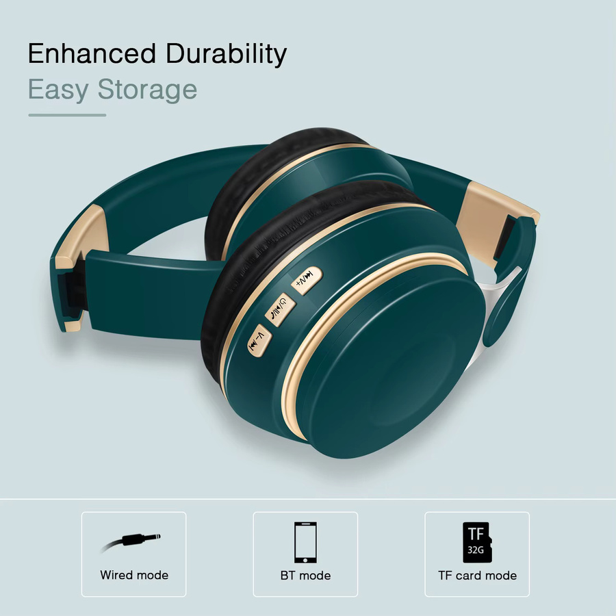 CATASSU Kabellose Bluetooth Over-Ear Kopfhörer mit Mikrofon und SD-Kartensteckplatz in Rot - Bild 4