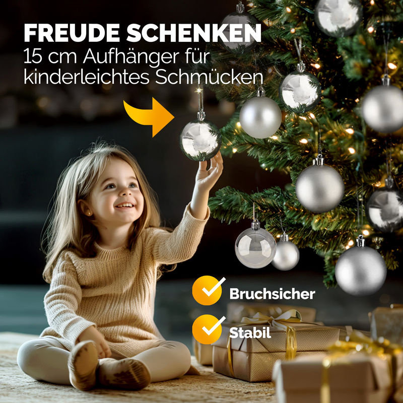 Casaria Weihnachtskugeln Silber aus Kunststoff, 54er Set als Hängeornament für deine Weihnachtsdekoration - Bild 3