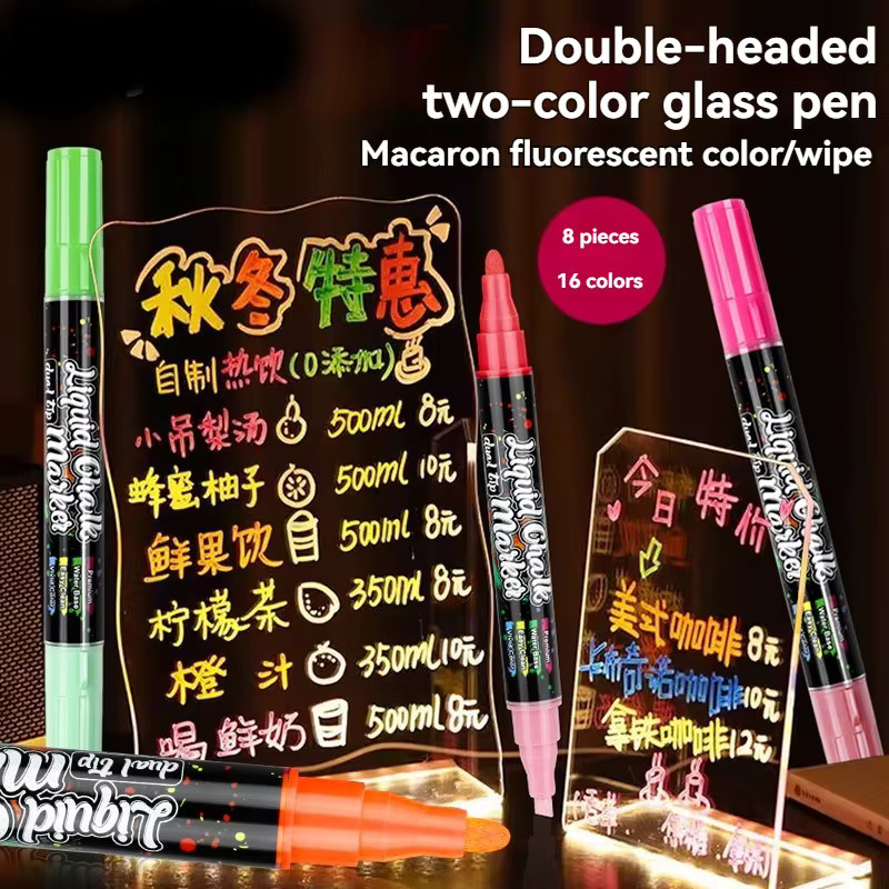 Haile Flüssigkreide Doppelspitze 8er-Pack Multicolour Waschbar und Nass Abwischbar für Tafel und Kreidetafel - Bild 3