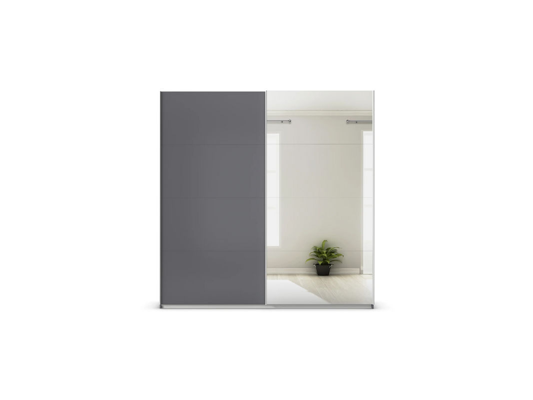 RAUCH Quadra Schwebetürenschrank Orange mit Spiegelelementen, Korpus Graumetallic, B/H: 226 x 230 cm - Bild 3