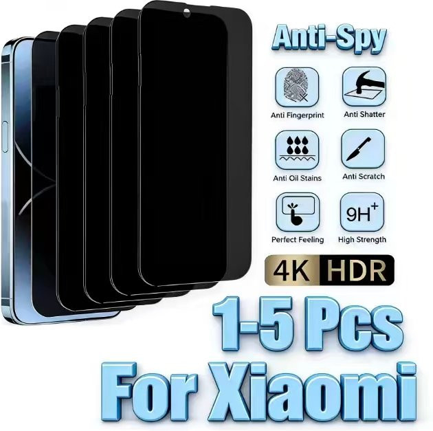 9D gebogene Anti-Spy Displayschutzfolie aus gehärtetem Glas für Xiaomi Redmi Note 15 14Pro, kratzfeste HD Schutzfolie - Bild 1