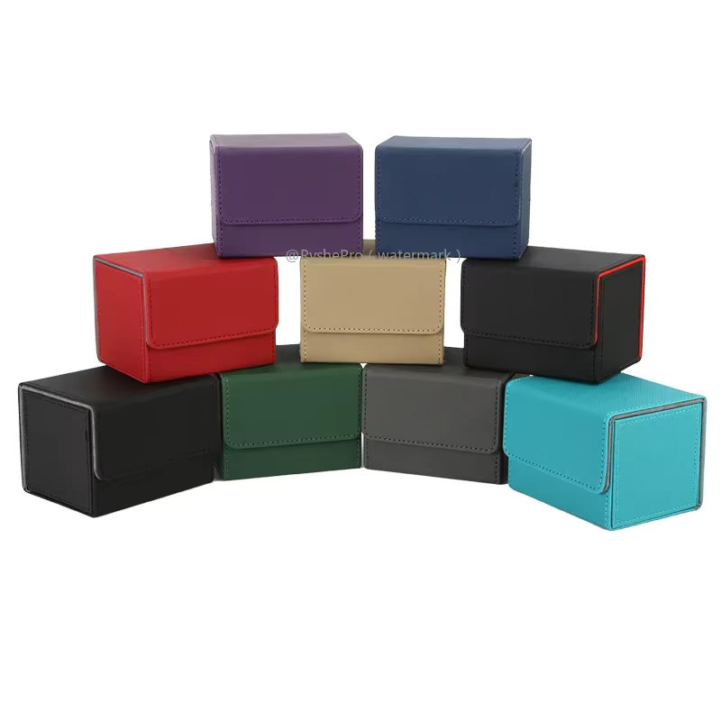 RyshePro Sammelkarten-Deckbox, Karten-Aufbewahrungsbox, PU-Leder, Grau - Bild 5