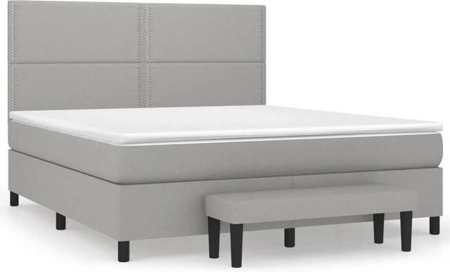 vidaXL Boxspringbett mit Matratze Hybrid-Design in Hellgrau, B/T/H: 180 x 200 cm - Bild 1