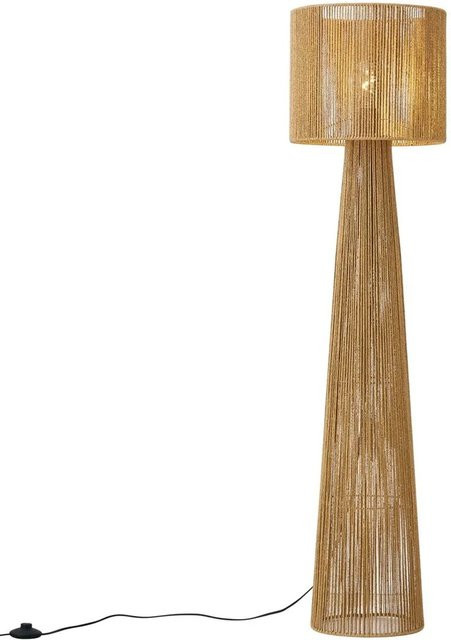 QAZQA Japandi Stehleuchte Dart in Natur und Beige mit Rattan-Schirm im skandinavischen Design - Bild 1
