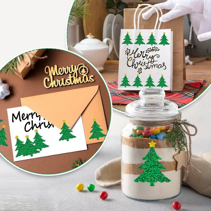 500 Stück Weihnachtsbaum Aufkleber, wasserfeste Laser Etiketten für Weihnachtsdekoration und Spielzeug - Bild 5
