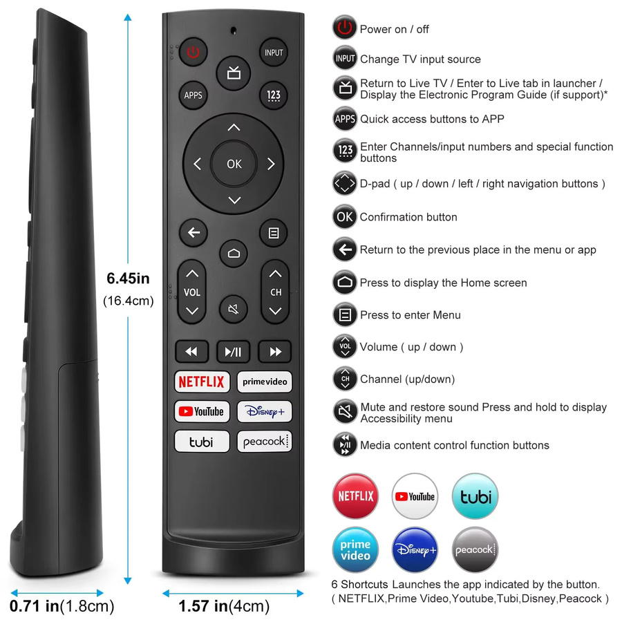 Ersatzfernbedienung Hisense ERF3A90 in Schwarz für Android, Laser und VIDAA UHD 4K ULED Google TVs - Bild 3