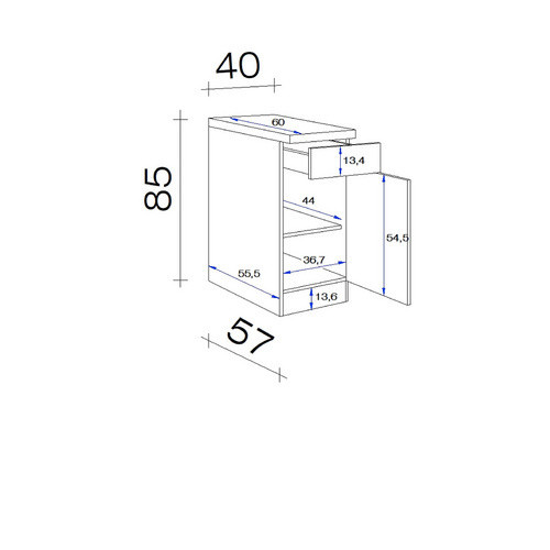 Flex-Well Classic Küchen-Unterschrank Nano Buche Nachbildung Braun B: 40 cm, H: 85 cm, T: 60 cm - Bild 2