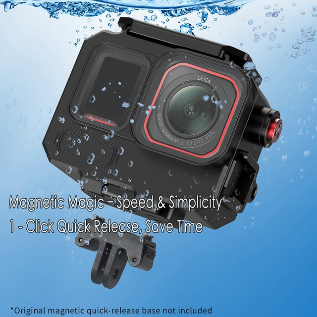 FEICHAO Wasserdichtes Metallgehäuse Schutzhülle für Insta360 Ace Pro 2 und Pro Sport in Schwarz, Unterwasser 80M Deep Sea Dive Shell Case - Bild 1