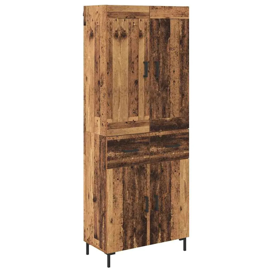 vidaXL Highboard Altholz in Braun mit Schranktüren und Schubladen, B/T/H: 69,5 x 34 x 180 cm - Bild 2