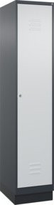 C+P Spind Classic PLUS Garderobenschrank mit Sockel, 1 Abteil, Zylinderschloss und 4 Garderobenhaken, Farbe: Anthrazitgrau/Lichtgrau/Schwarzgrau, H x B x T: 195 x 40 x 50 cm - Bild 1