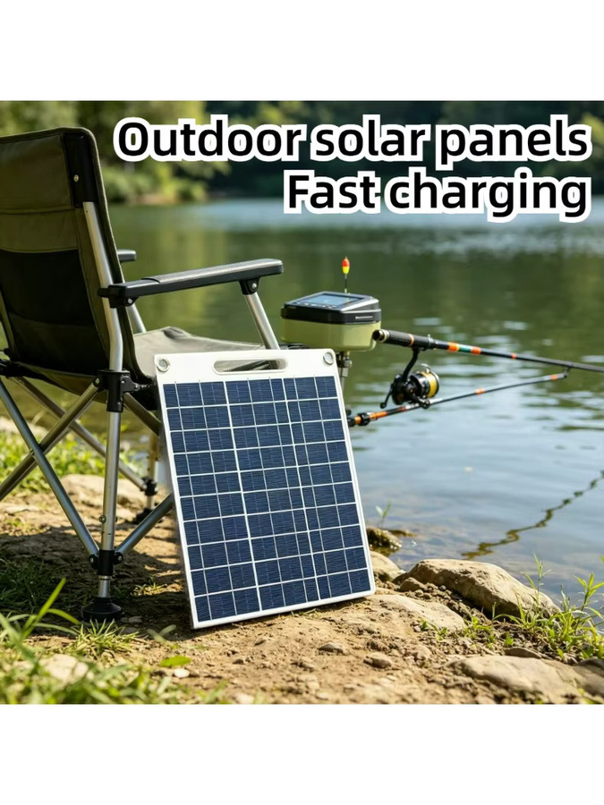 EESBAO Tragbares Solar-Ladegerät für den Außenbereich mit Dual-USB und schnellem Aufladen, Wasserdichtes Solarpanel für Camping und Wandern - Bild 7