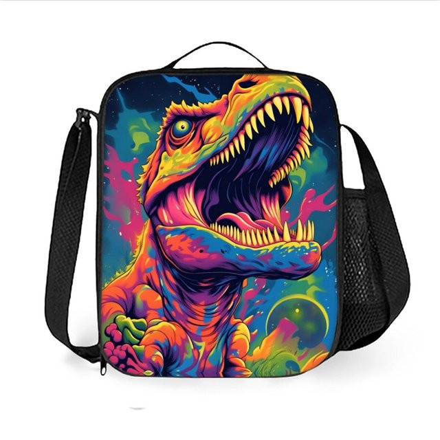 Fancy Style Studio Lunchtasche mit Dinosaurier-Muster für Kinder, bunte Bento-Tasche mit Schultergurt - Bild 1