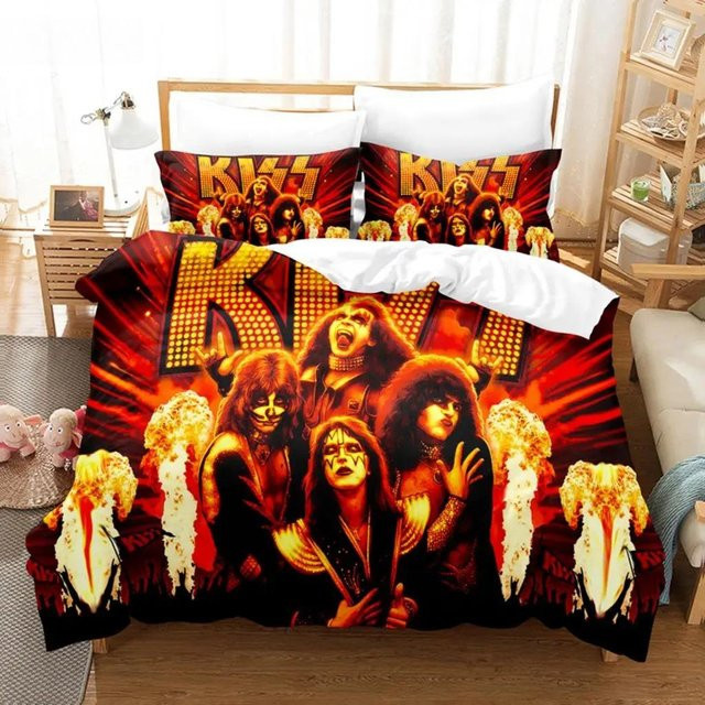 Kiss Band Bettwäscheset aus Mikrofaser in Schwarz, 3-teilig, B/H: 228 x 228 cm - Bild 1