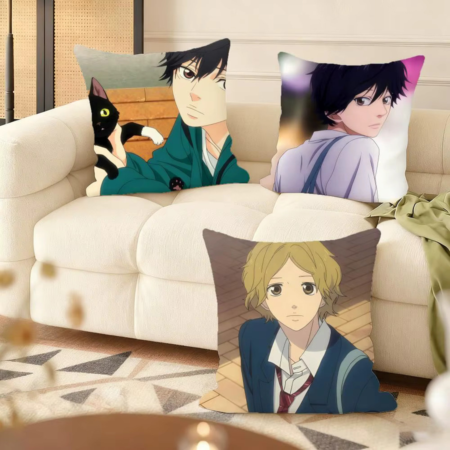 Ao H-haru Ride Kissenbezug aus weichem Plüsch mit Reißverschluss, quadratisch, Weiß und Blau, Breite: 30 cm, Höhe: 30 cm - Bild 3