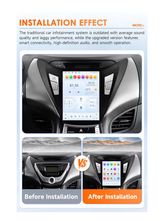 OSSURET 9,7 Zoll Android 14 Autoradio für Hyundai Elantra Avante l35 2011-2013 mit Snapdragon 8-Kern, AI Carplay, GPS und 360-Grad-Kamera, Schwarz - Bild 5
