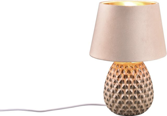 Reality Tischleuchte Ariana in Beige aus Keramik mit Samtschirm Durchmesser: 24 cm - Bild 1