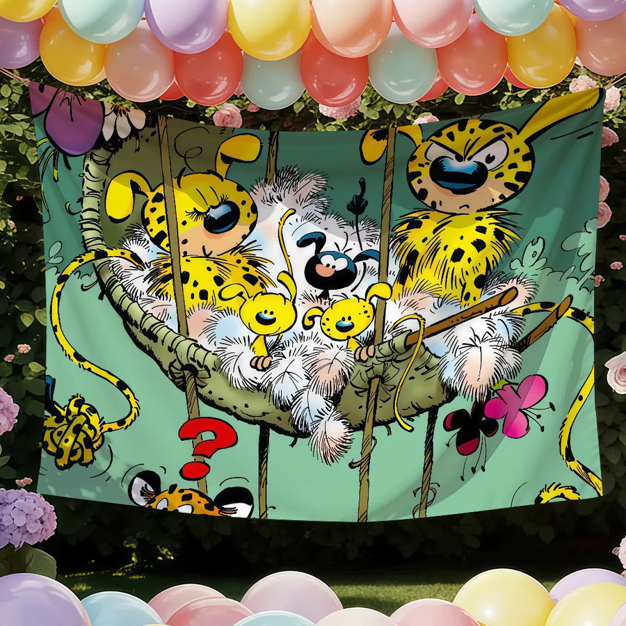 Warner Bros. Marsupilami Flagge mit Cartoon-Tierprint in Multicolour, Rechteckige Wanddeko aus Textil, Breite: 60 cm, Höhe: 40 cm - Bild 2