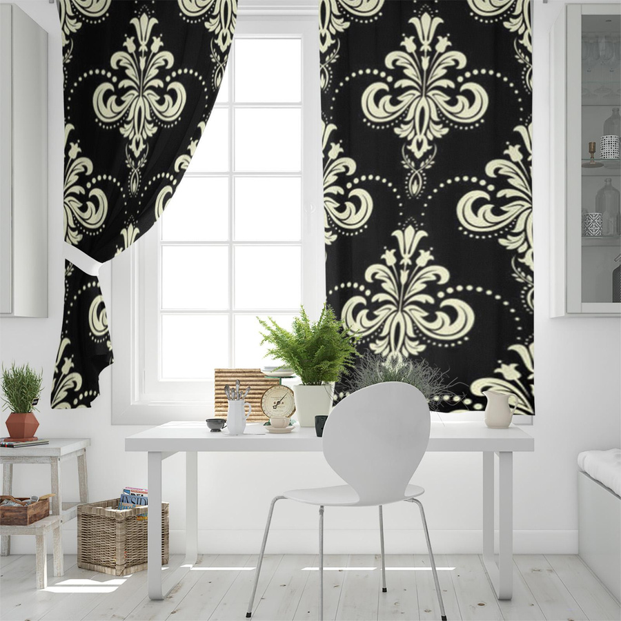 Super Six Fenstervorhang mit Barockmuster aus Polyester, semi-transparent, Breite: 135 cm, Höhe: 115 cm - Bild 2