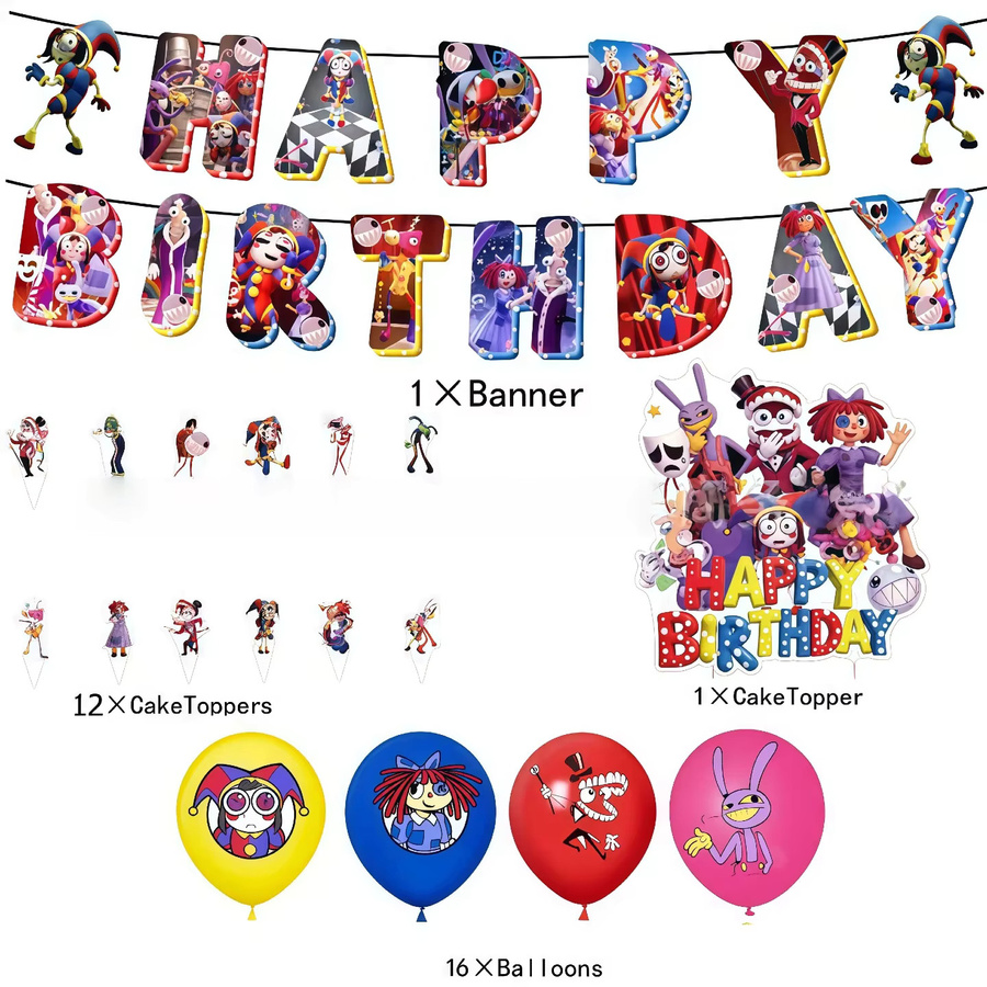 Potdemiel Digitaler Zirkus Geburtstag Party-Dekorationsset mit Banner und Ballons in Mehrfarbig - Bild 2