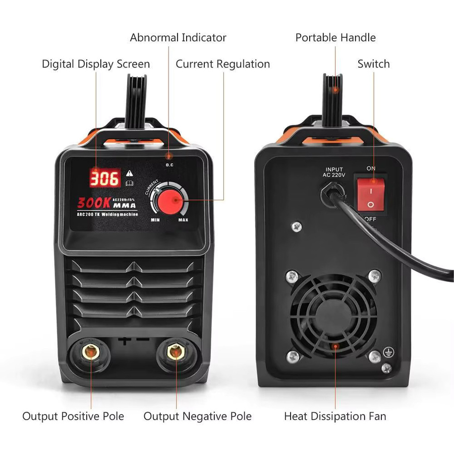 Seeiswork Tragbares 300A MMA-Lichtbogenschweißgerät in Orange mit IGBT-Inverter, Hot-Start und Anti-Stick-Funktion für Edelstahl, Autoreparatur und Schiffsrumpf - Bild 5