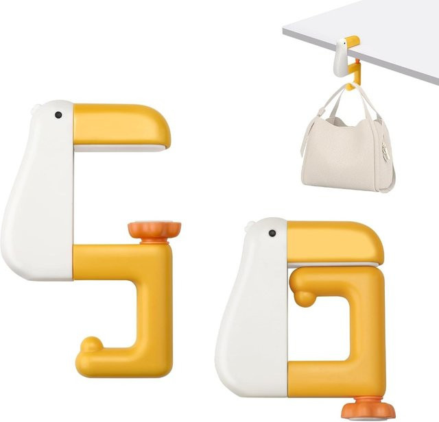 Lustiger Enten-Haken für Tisch und Wand in Schwarz und Gelb aus Kunststoff zum Aufhängen von Geldbörsen und Taschen - Bild 1
