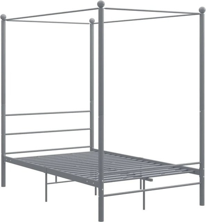 vidaXL Himmelbett aus Metall in Grau mit Baldachin, B/T/H: 140 x 200 x 208 cm