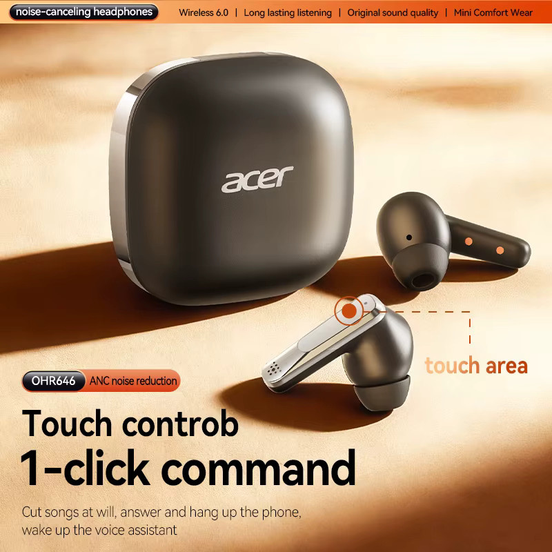 Acer Ohr646 Kabellose In-Ear Kopfhörer mit ANC Geräuschunterdrückung und HiFi-Klang in Beige - Bild 3