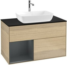 V&B Waschtischunterschrank Finion 100 mit Wandbeleuchtung in Platin Matt - Bild 1