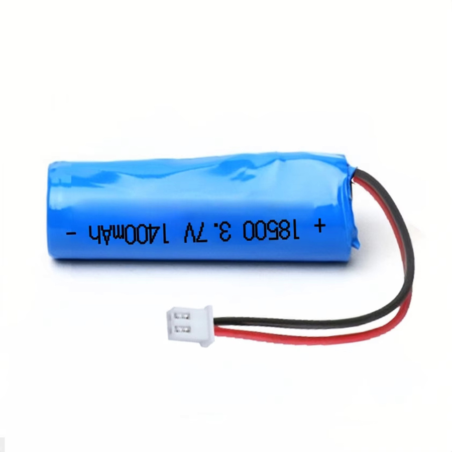 Robinella Wiederaufladbare Lithium-Batterie 18500, 3,7 V, 1400 mAh, Blau mit Anschlusskabeln - Bild 1