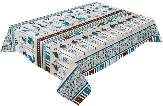 Wasserdichte Tischdecke und 4 Tischsets im Retro-Stil mit Altes Ägypten Hieroglyphen Motiv von A Family Of Home Textiles, Mehrfarbig, Rechteckig - Bild 1