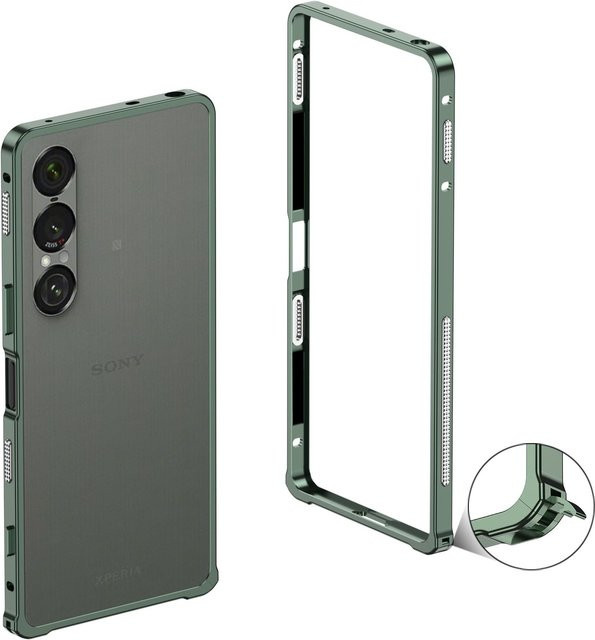 Ultradünne Aluminium-Metallrahmen Stoßstangen-Hülle für Sony Xperia 1 VIII, VII und VI in Grün - Bild 1