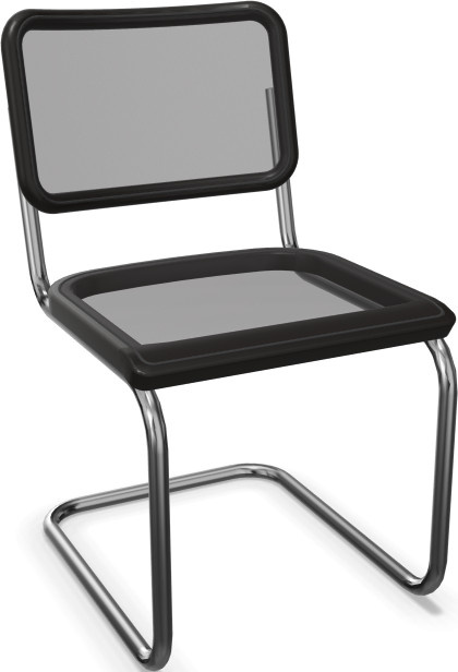Thonet S 32 N Freischwinger mit Kunststoff-Netzgewebe und verchromtem Rundrohr in Schwarz oder Braun - Bild 1