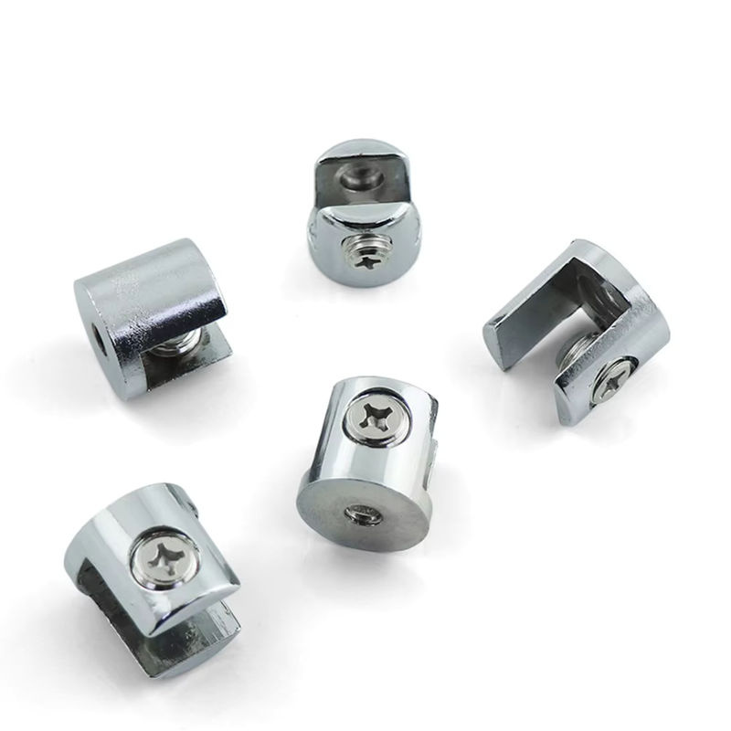 10er Set Glasregalhalter Klemmhalterungen für 6-8mm Glas in Chrom Silber - Bild 2