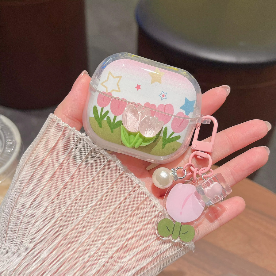 Samsung Galaxy Buds 3 Pro Hülle mit Schmetterlingsknoten und Stern-Anhänger in Himmelblau Farbverlauf - Bild 2