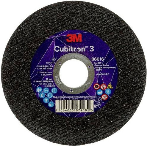 3M Cubitron 86616 Trennscheibe für Metall, Schwarz, Durchmesser: 115 mm, 25 Stück - Bild 1