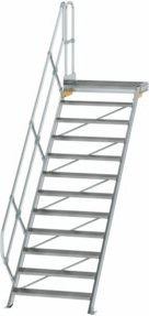 Günzburger Aluminium-Treppenplattform 45 Grad mit 12 Stufen in Silber, B/T/H: 110 x 46 x 12 cm - Bild 1