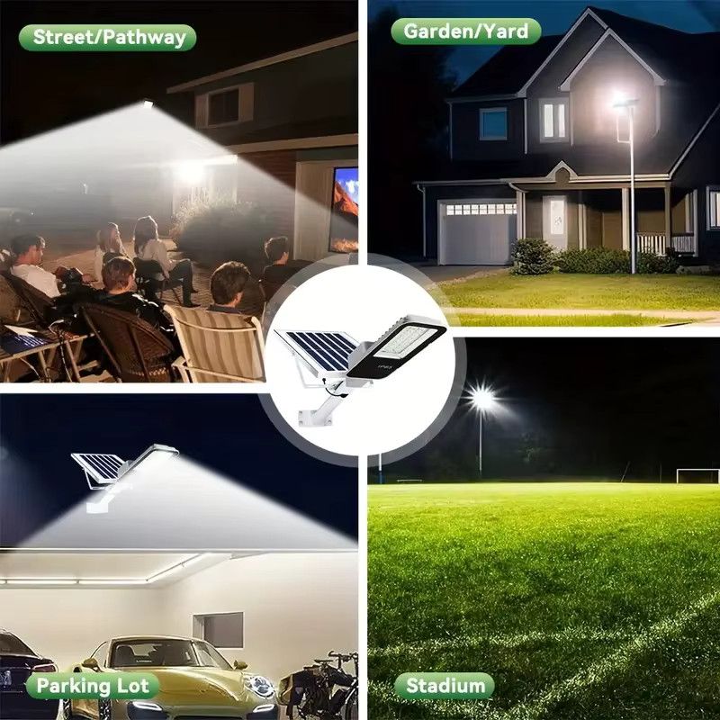 YQCHEZI Solar-Straßenlaterne mit integrierter LED und Fernbedienung, wasserdichtes Garten-Flutlicht in Cool Daylight 6500 K - Bild 6