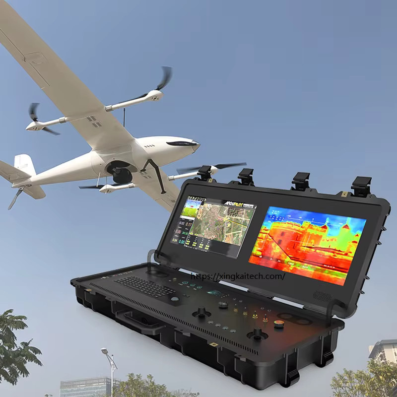 XINGKAITECH Dual-Screen RC-Bodenkontrollstation für VTOL UAV in Schwarz mit Video-Telemetrie und RC-Verbindungskommunikation - Bild 2