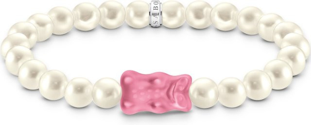Thomas Sabo Perlenarmband, 925 Silber, Goldbären, pink, Damen, 17 cm - Bild 1
