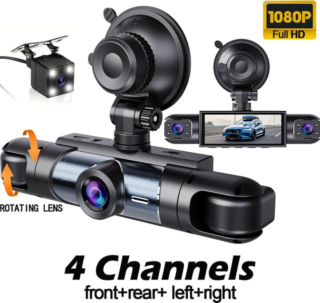 Etymoofox 4K Dashcam mit 360 Grad Rundumschutz, Fahrzeug-DVR-Videorecorder inklusive Nachtsicht und Loop-Aufnahme, Schwarz - Bild 1