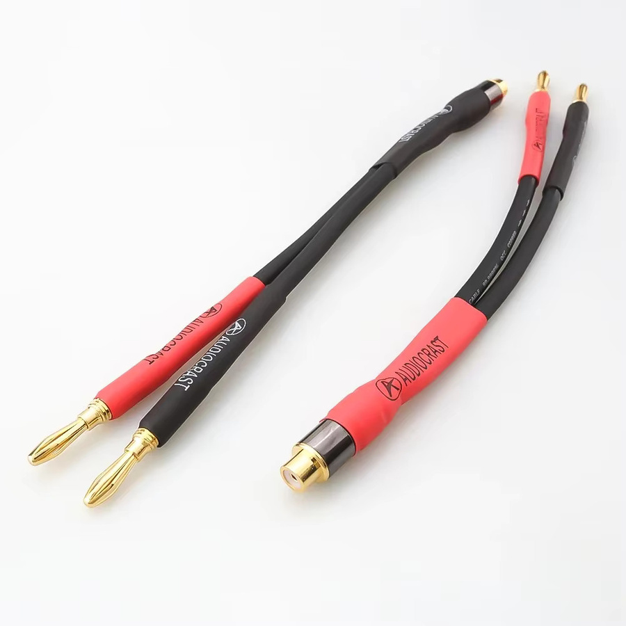 Audiocrast Premium-HiFi-Audiokabel RCA-Buchse auf Dual-Bananenstecker für Verstärker und Lautsprecher, Länge: 15 cm - Bild 2