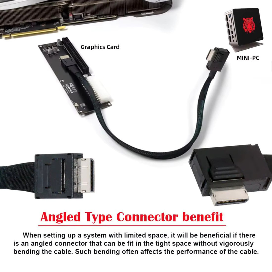JoniSerl Oculink Adapterkabel SFF-8611 mit Linkswinkel zur Verbindung von Server-Array-Karten, Motherboard und Backplane - Bild 2