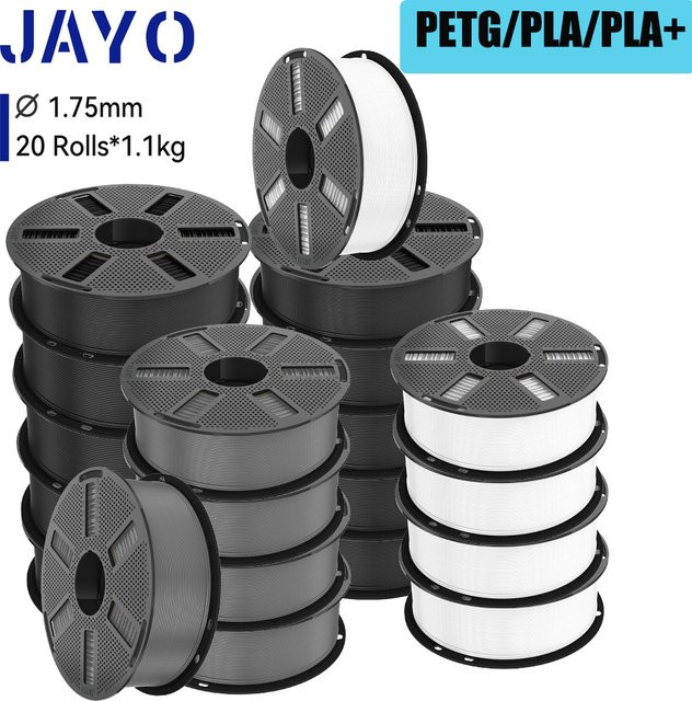 JAYO 3D-Drucker-Filament Set aus PLA Plus und PETG, 20 Rollen, Durchmesser: 1,75 mm, geeignet für FDM-Drucker - Bild 1