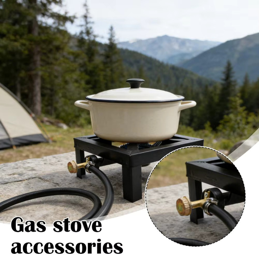 Tomshoo 8KW Gusseisen Propangas-Herd in Schwarz, tragbarer Outdoor-Campingkocher mit Schlauch und Regler - Bild 2