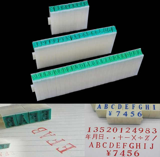 DIY Stempel-Set für Tagebuch und Scrapbooking mit Buchstaben, Zahlen und Symbolen in Weiß - Bild 1