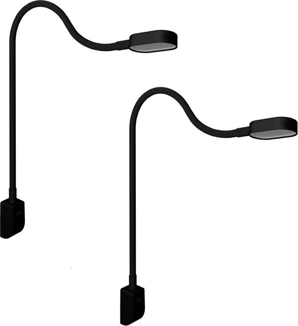 Kalb Ilios LED-Bettleuchte 2er Set Schwarz mit USB-C, dimmbar und flexibler Arm für Wand- und Winkelmontage - Bild 1