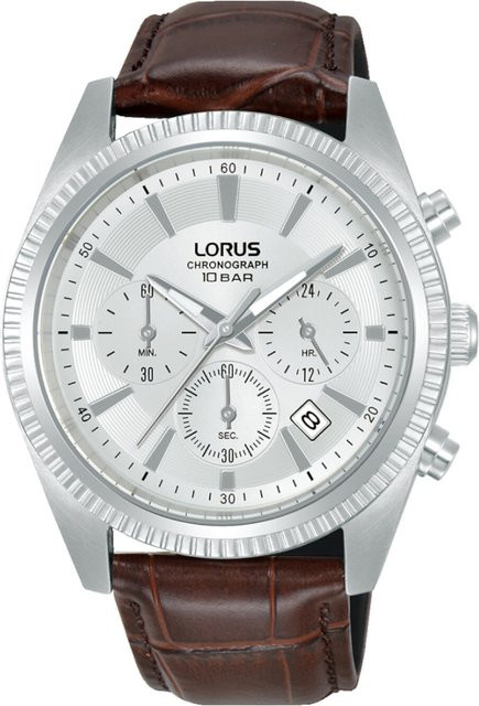 Lorus Chronograph Herrenuhr, Quarz, Edelstahl, 42 mm, Leder, 10 ATM - Bild 1