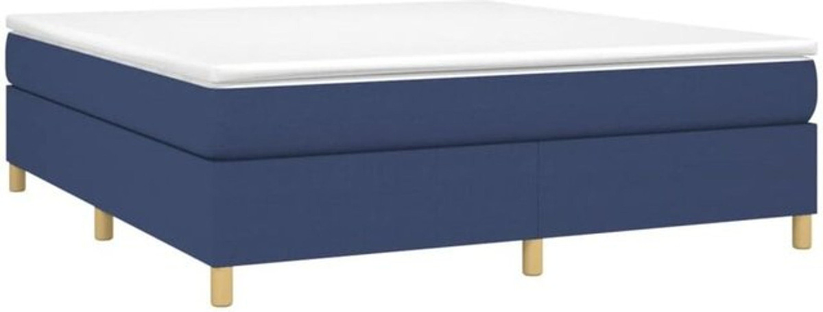 Vidaxl Boxspringbett mit Matratze in Blau und Weiß aus Stoff, B/T/H: 160 x 200 x 35 cm - Bild 1